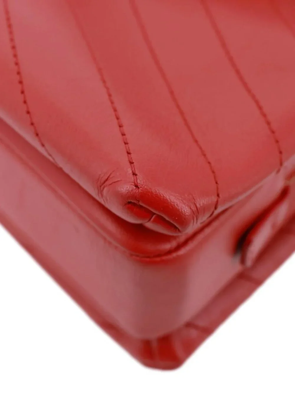 Chanel Envelope Flap Lambskin Chevron Stitched Leather Crossbody Bag Red